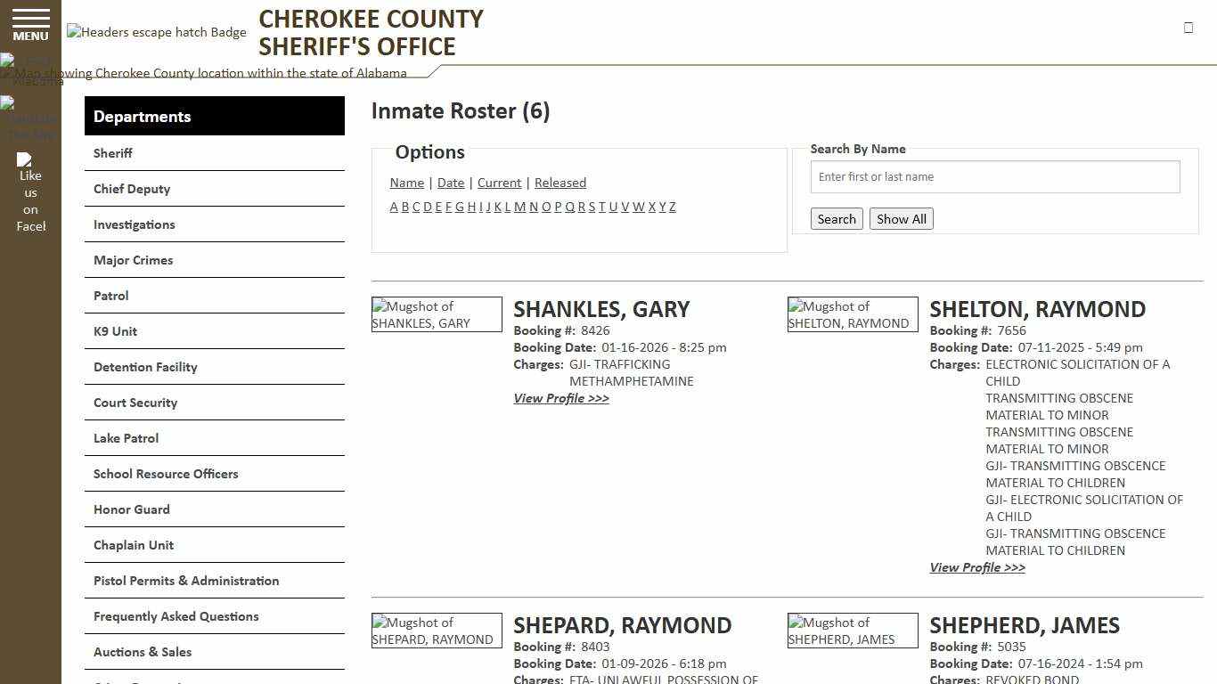 Inmate Roster - Current Inmates Alpha S - Cherokee County Sheriff AL