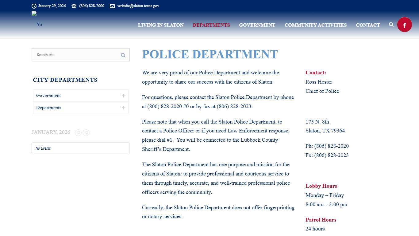 Police Department – Slaton, TX – Official Website